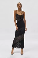 Kiss The Sky Alessandra Spliced Velvet & Lace Slip Dress