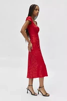 Kiss The Sky Bella Rossa Flora Jacquard Satin Midi Dress