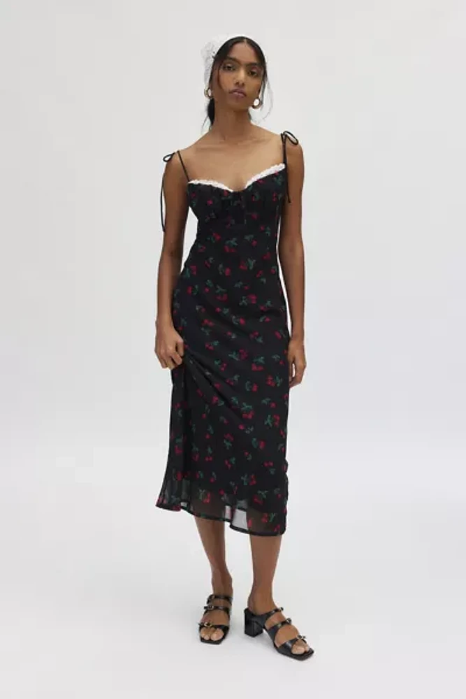 Kiss The Sky Toni Floral Bias Cut Slip Midi Dress