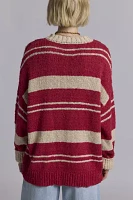 BDG Van Striped Oversized V-Neck Dad Sweater