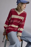 BDG Van Striped Oversized V-Neck Dad Sweater