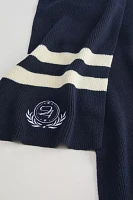 Varsity Crest Ribbed Knit Scarf