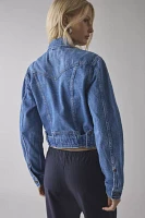 Wrangler Denim Cropped Moto Jacket