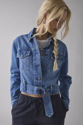 Wrangler Denim Cropped Moto Jacket