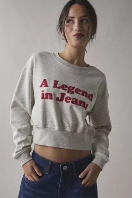 Wrangler A Legend Jeans Graphic Cropped Crew Neck Sweatshirt