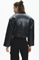 Blank NYC Bold Blend Faux Leather Cropped Bomber Jacket