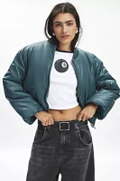 Blank NYC Lime Light Faux Leather Cropped Bomber Jacket