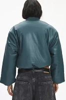 Blank NYC Lime Light Faux Leather Cropped Bomber Jacket