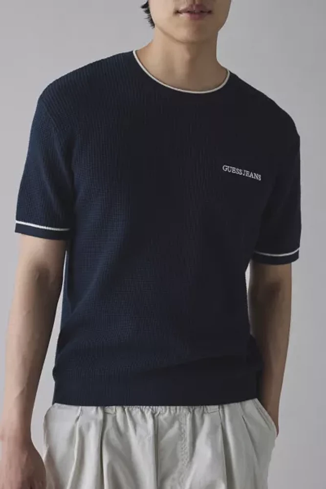GUESS JEANS Embroidered Short Sleeve Sweater