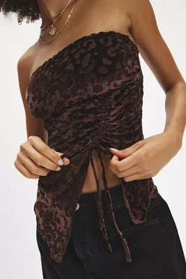 Silence + Noise Remy Leopard Print Velvet Burnout Tube Top