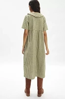 Motel Kior Ruffle Collar Gingham Babydoll Midi Dress