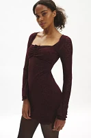 Motel Luth Velvet Floral Long Sleeve Mini Dress