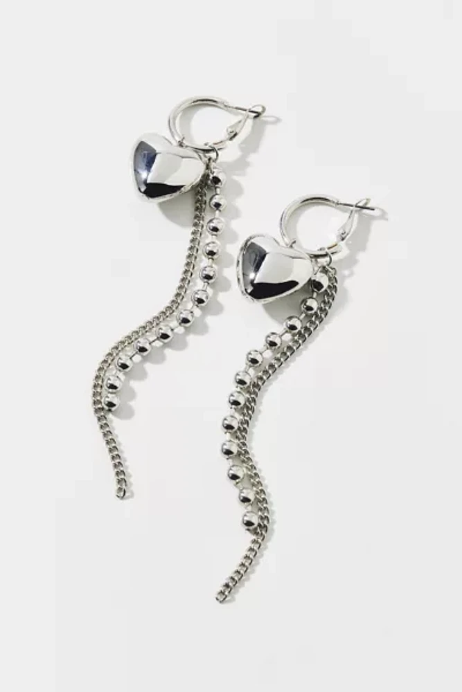 Heart & Chain Hoop Earring