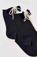 Velvet & Pearl Bow Sock