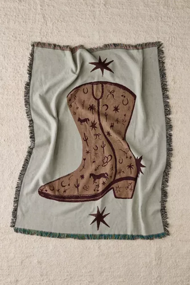Tuft Luck UO Exclusive Doodle Boot Tapestry Throw Blanket