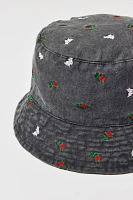 Icon Embroidered Denim Bucket Hat