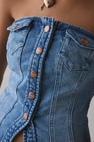 Wrangler Denim Bustier Button-Front Strapless Top