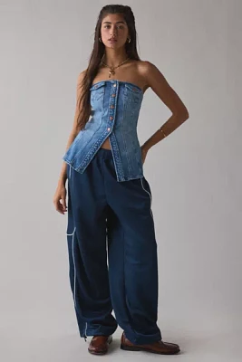 Wrangler Denim Bustier Button-Front Strapless Top