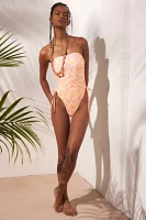 Kulani Kinis Mimosa Meadows Ruched Bandeau One-Piece Swimsuit