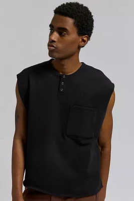 BDG Raw Cut Sleeveless Pocket Henley Tee