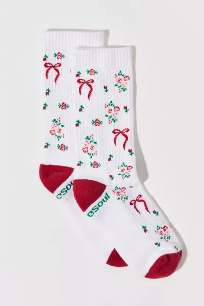 Doublesoul UO Exclusive Floral Bow Crew Sock