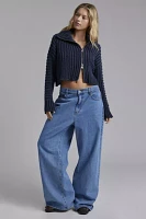 BDG Chad Ribbed Knit Cropped Zip-Up Sweater