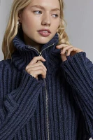 BDG Chad Ribbed Knit Cropped Zip-Up Sweater