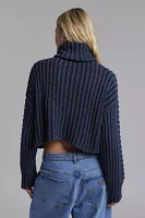 BDG Chad Ribbed Knit Cropped Zip-Up Sweater