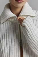 BDG Chad Ribbed Knit Cropped Zip-Up Sweater