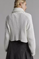 BDG Chad Ribbed Knit Cropped Zip-Up Sweater
