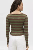 Urban Renewal Remnants Striped Long Sleeve Flyaway Knit Top