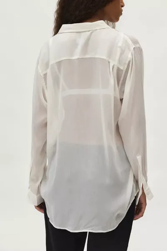 WILDFANG The Empower Sheer Long Sleeve Button-Down Shirt