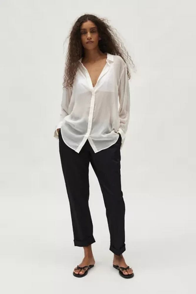 WILDFANG The Empower Sheer Long Sleeve Button-Down Shirt