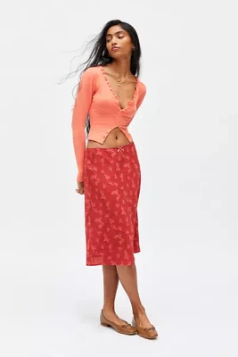 Urban Renewal Remnants Textured Floral Jacquard Knee Length Skirt