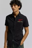 American Needle Miller High Life Embroidered Short Sleeve Button-Down Shirt