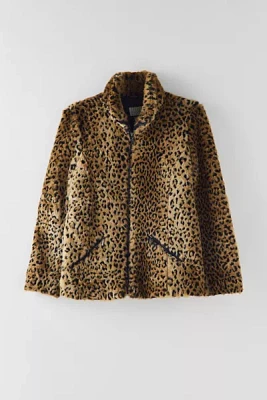 Vintage Faux Fur Cheetah Pattern Coat