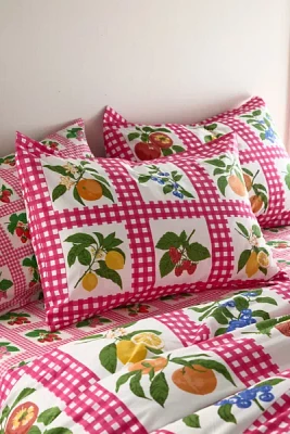 Gingham Fruit Breezy Cotton Percale Sham Set