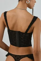 Out From Under Lovey Dovey Hearts Flocked Mesh Corset Top