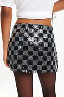 Silence + Noise Anya Checkerboard Sequin Mini Skirt