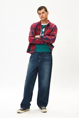 Urban Renewal Remade Cropped Heavy Flannel Long Sleeve Shirt