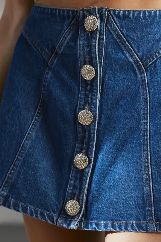 Kimchi Blue Mackenzie Embellished Button Denim Mini Skirt