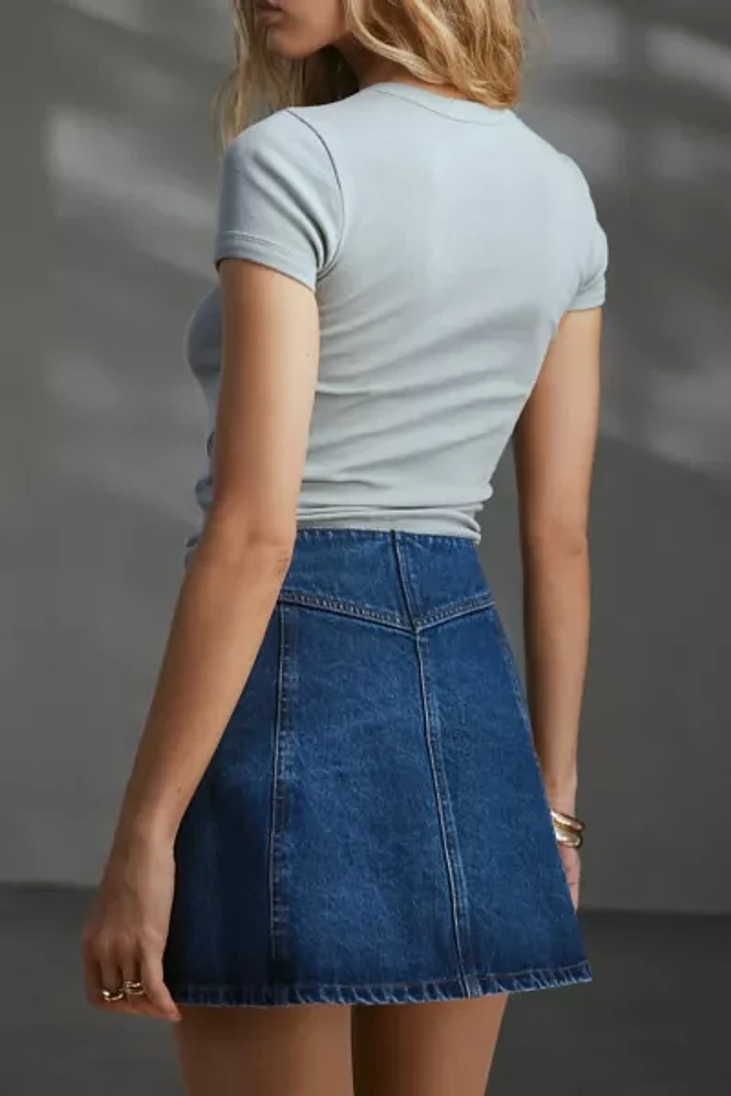 Kimchi Blue Mackenzie Embellished Button Denim Mini Skirt