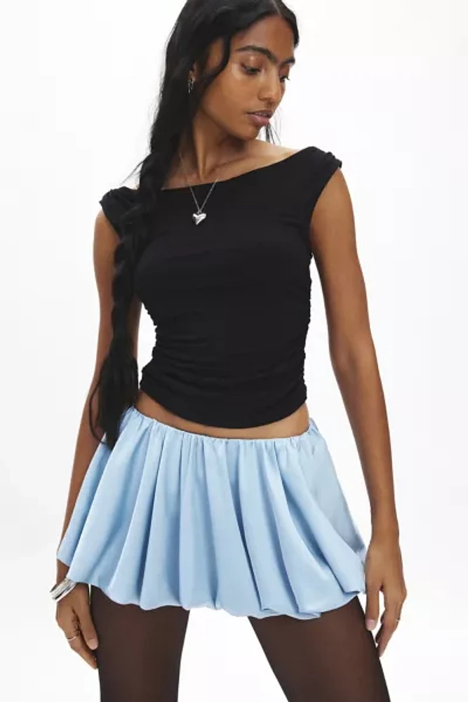 Kimchi Blue Bailey Satin Bubble Hem Micro Skort