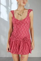 Kimchi Blue Dawn Drop Waist Lace Romper