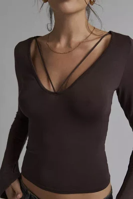 Silence + Noise Kaia Strappy V-Neck Long Sleeve Top