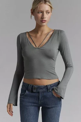 Silence + Noise Kaia Strappy V-Neck Long Sleeve Top