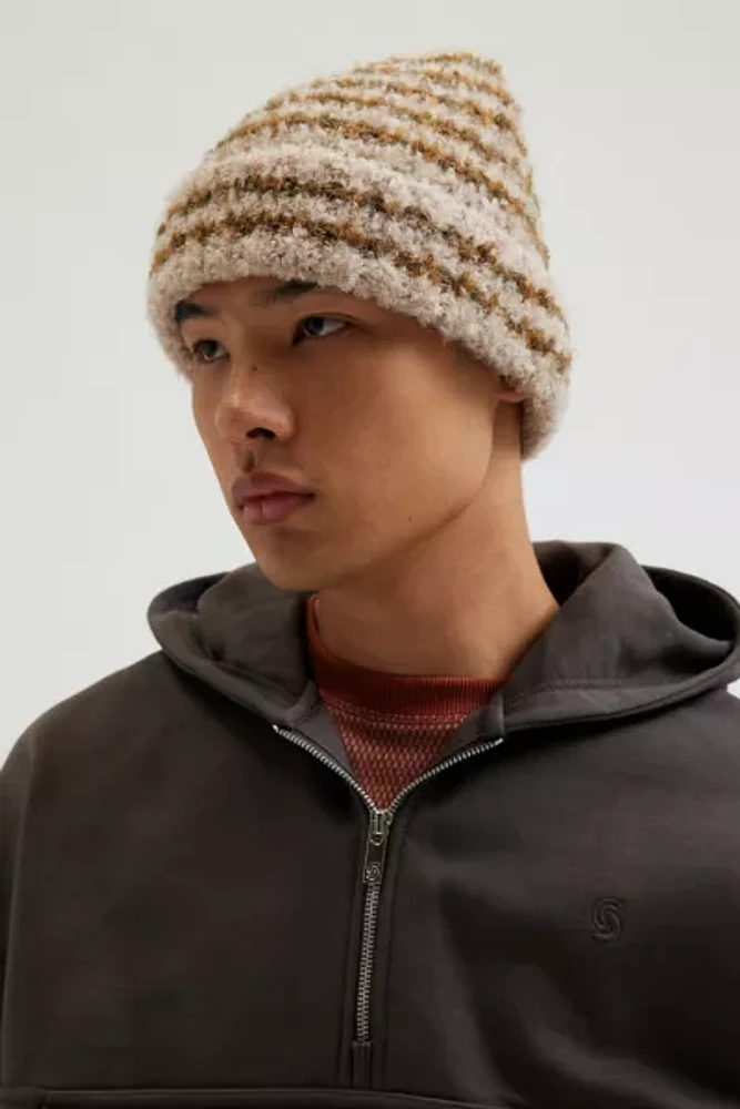 Boucle Stripe Cuffed Beanie