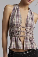 Jaded London Checked Out Backless Halter Top