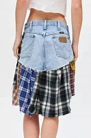 Urban Renewal Remade Spliced Flannel Denim Mini Skirt