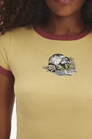 BDG Too Perfect Racoon Graphic Ringer Baby Tee